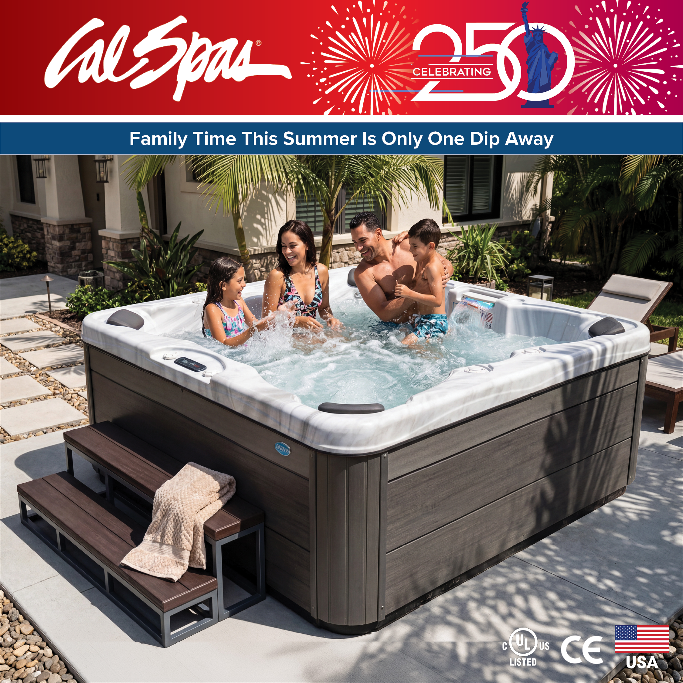 Calspas hot tub being used in a family setting - Torrance